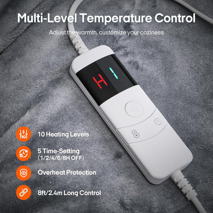 Wearable Heated Throw Blanket Electric Shawl，Christmas Birthday Gifts for Grandma,Mom,Elderly Women,Heated Robe Hoodie with 10 Heating Levels & 1-8 Hours Time Settings,50 X 60 Inch, Grey